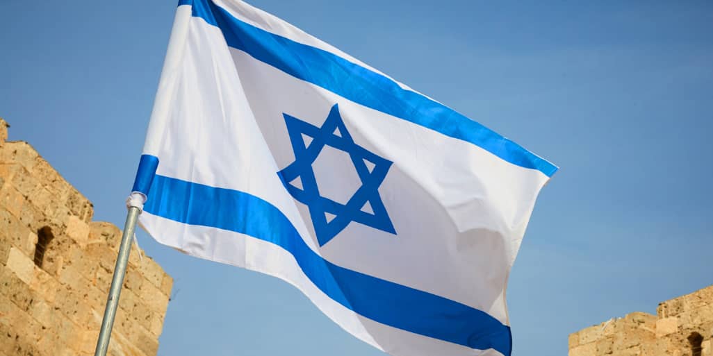Israeli flag flying